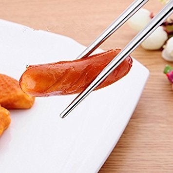 Iktu Iktu 5 Pairs Chopsticks Stainless Steel AntiSkid Antihot Design Vacuum Chopsticks - Image 2