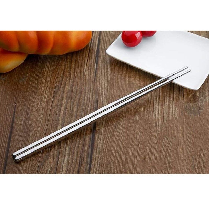 Iktu Iktu 5 Pairs Chopsticks Stainless Steel AntiSkid Antihot Design Vacuum Chopsticks - Image 5