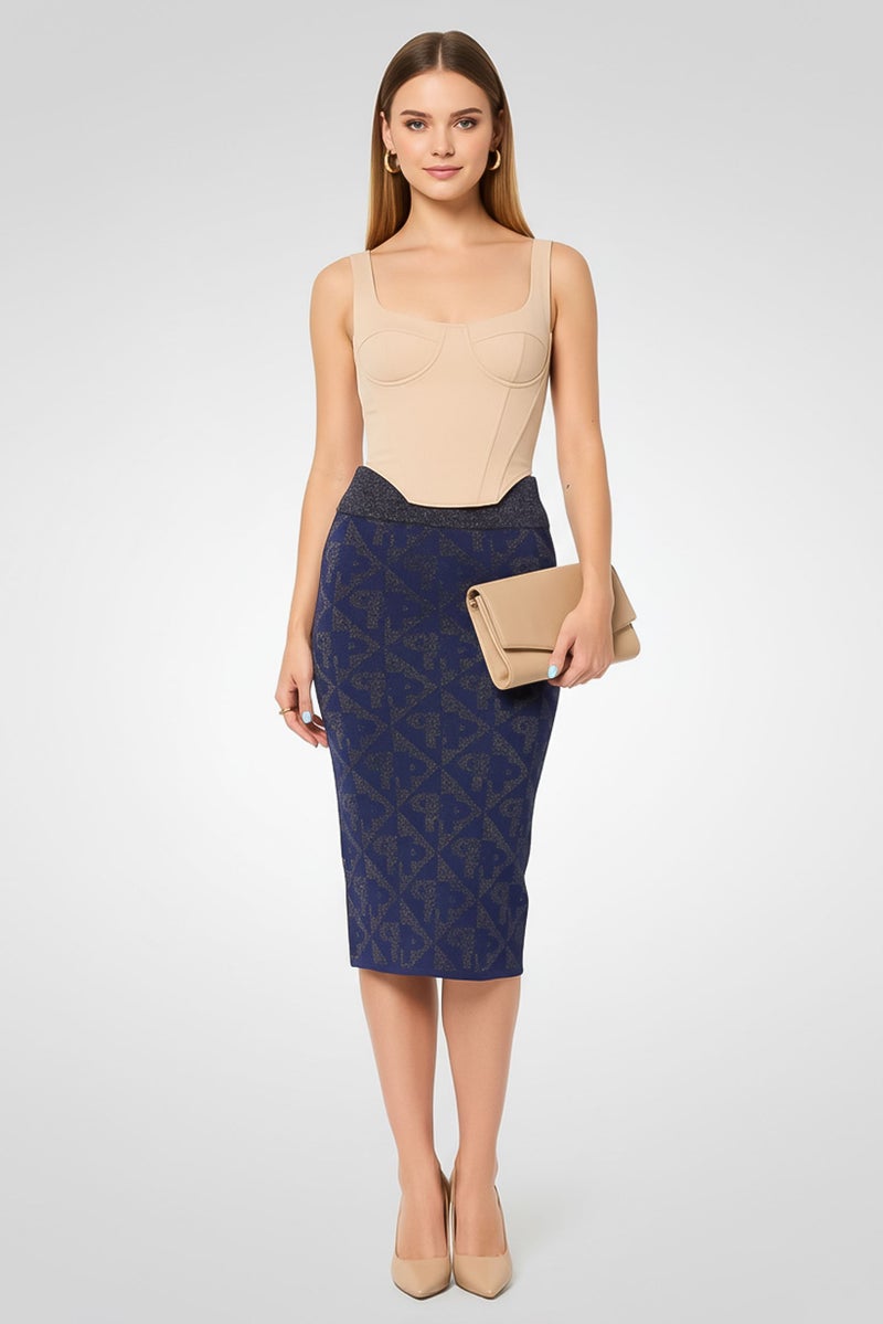 PINKO Women Metallic Midi Skirt, Multicolor - Image 1