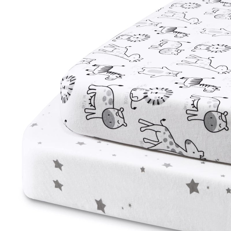 Beberoad Love 2 Pack Baby Bassinet Sheets 100 Cotton Soft Universal Fitted Sheets for Oval Hourglass and Rectangular Bassinet Mattress PadElastic Washable White 32 x 18 x 3 Inches
