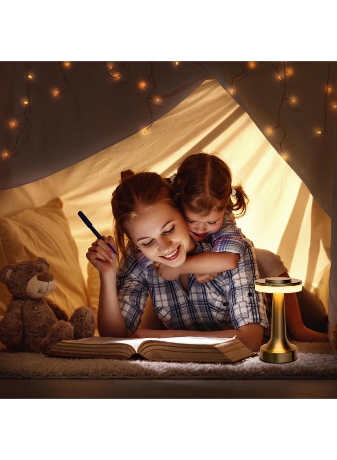 Beauenty Portable LED Table Lamp with Touch Sensor, 3-Levels Brightness, Rechargeable Battery (Gold) - Image 4