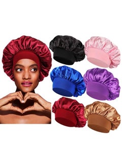 Himoswis 6 Pcs Satin Hair Bonnets For Black Womenhair Bonnet For Sleepingsleep Bonnets For Women/Menbonnet For Mensatin Bonnets For Curly Hair  - Image 2