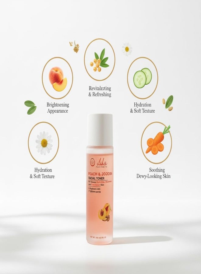 ILIKA Peach & Jojoba Face Toner | Hydrating & Refreshing Alcohol-Free Toner for Daily Skincare | 100 ml - Image 3