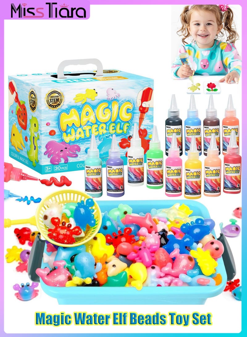 مس تيارا مجموعة ألعاب خرز قزم الماء السحري مع صندوق، 30 قطعة من قزم روح الماء، مجموعة صنع يدوية إسفنجية، مخلوق حيواني بحري هلامي، مجموعة صندوق حسية، 12 لونًا و12 نموذجًا، أنشطة إبداعية للبنات والأولاد - Image 1
