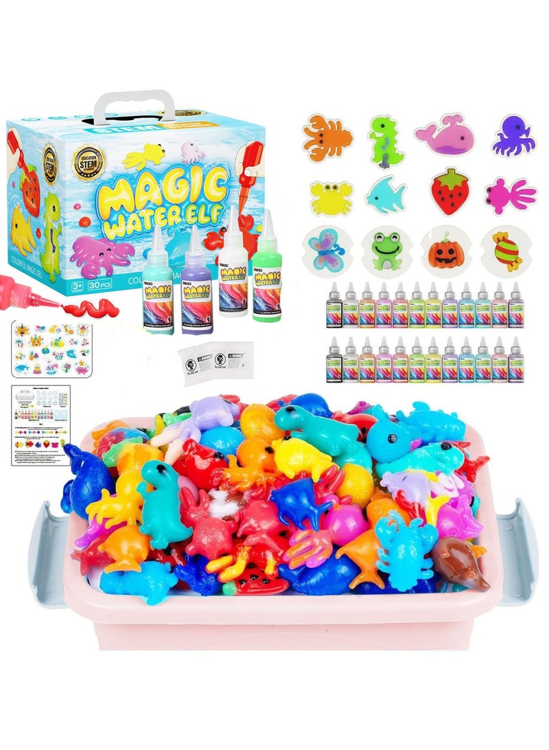 مس تيارا مجموعة ألعاب خرز قزم الماء السحري مع صندوق، 30 قطعة من قزم روح الماء، مجموعة صنع يدوية إسفنجية، مخلوق حيواني بحري هلامي، مجموعة صندوق حسية، 12 لونًا و12 نموذجًا، أنشطة إبداعية للبنات والأولاد - Image 2