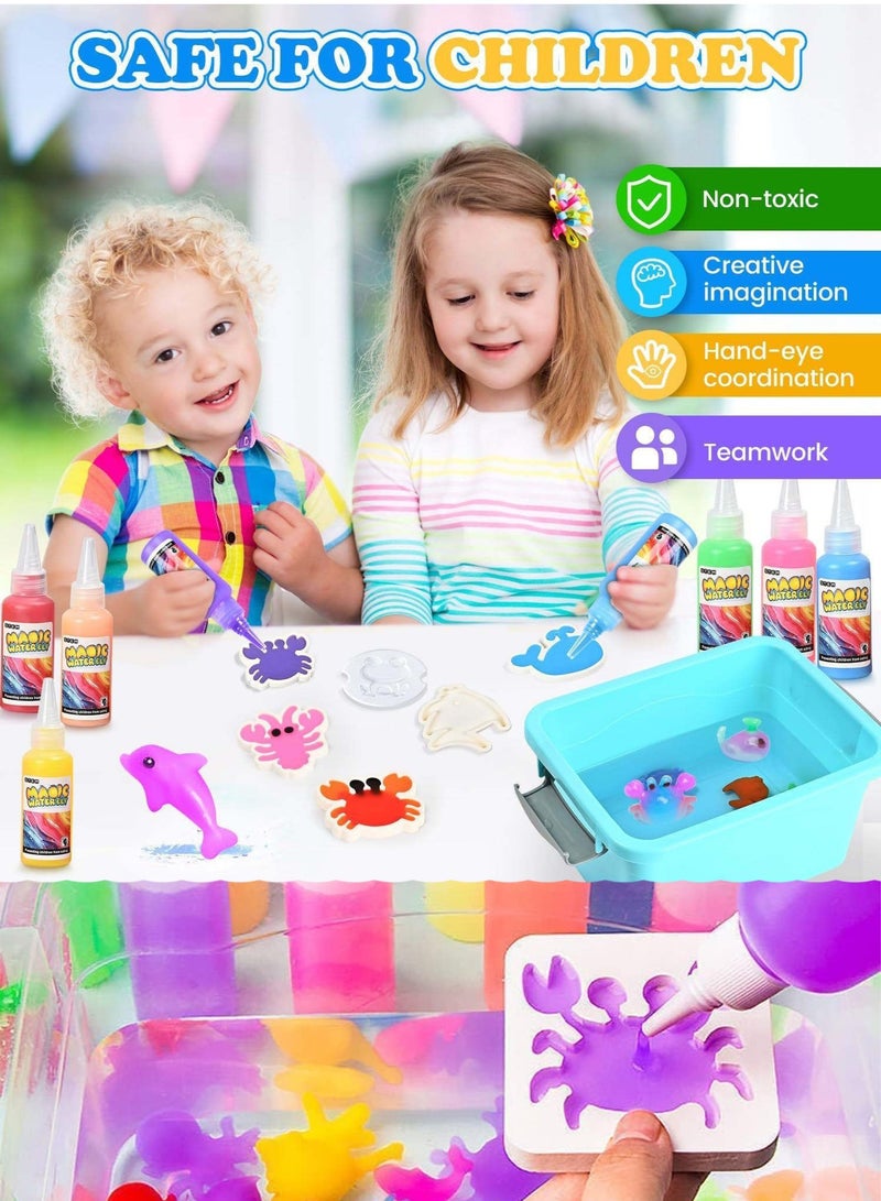 مس تيارا مجموعة ألعاب خرز قزم الماء السحري مع صندوق، 30 قطعة من قزم روح الماء، مجموعة صنع يدوية إسفنجية، مخلوق حيواني بحري هلامي، مجموعة صندوق حسية، 12 لونًا و12 نموذجًا، أنشطة إبداعية للبنات والأولاد - Image 3