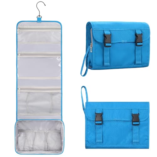 Relavel Travel Hanging Toiletry Bag for Women Men Large Capacity Makeup Bag Waterproof Cosmetic Storage Organizer Case for Bathroom Shower (Blue) - Image 1
