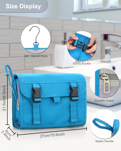 Relavel Travel Hanging Toiletry Bag for Women Men Large Capacity Makeup Bag Waterproof Cosmetic Storage Organizer Case for Bathroom Shower (Blue) - Image 2