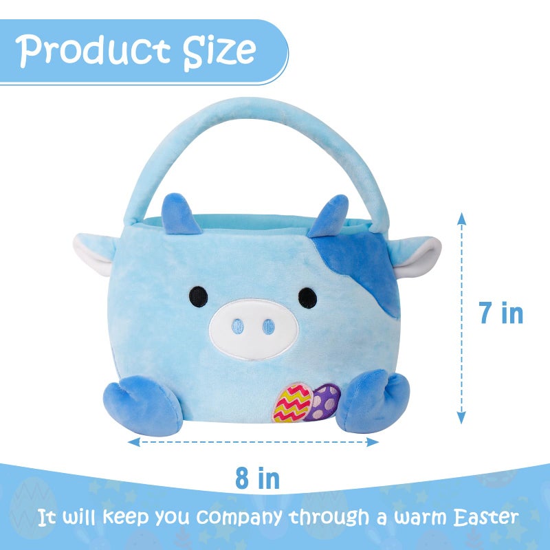Wepop Easter Baskets for Kids, Cute Cow Easter Egg Buckets Huting Festivals Gift for Girls Boys - Image 3