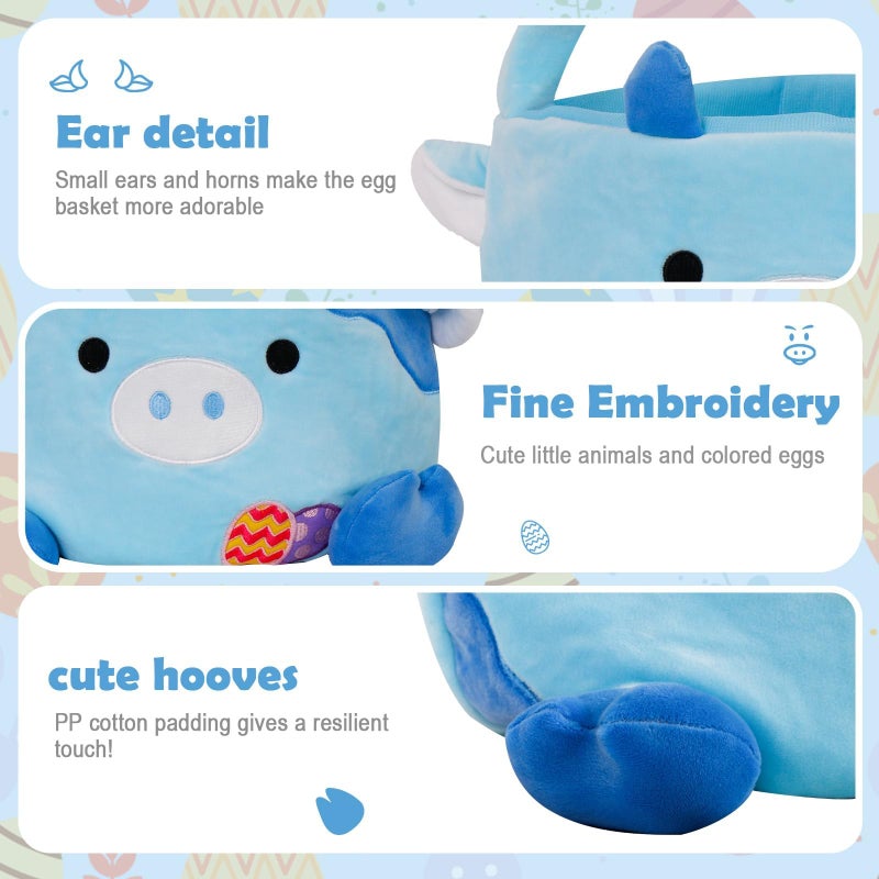 Wepop Easter Baskets for Kids, Cute Cow Easter Egg Buckets Huting Festivals Gift for Girls Boys - Image 4