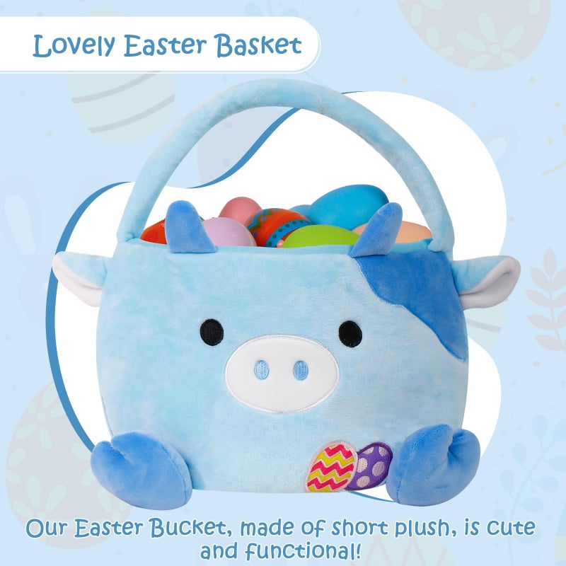 Wepop Easter Baskets for Kids, Cute Cow Easter Egg Buckets Huting Festivals Gift for Girls Boys - Image 2