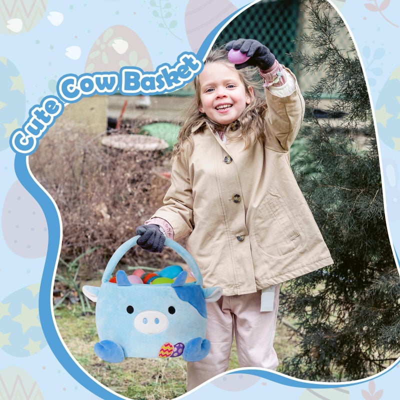 Wepop Easter Baskets for Kids, Cute Cow Easter Egg Buckets Huting Festivals Gift for Girls Boys - Image 5
