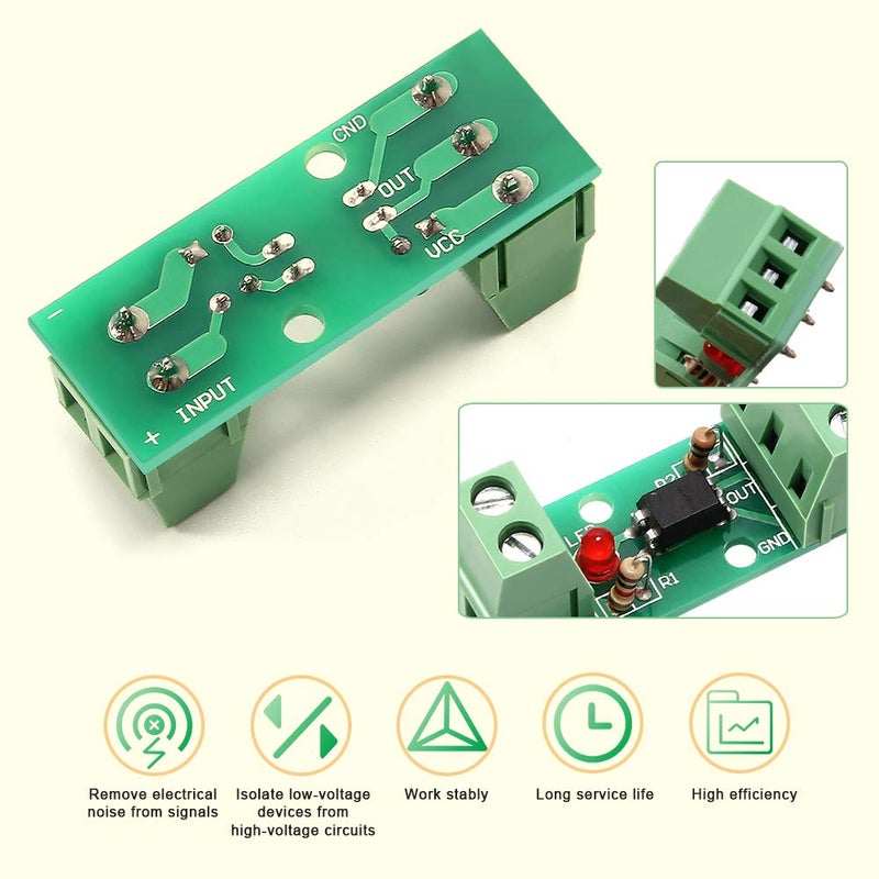 IS 5 PCS Optocoupler Isolation Board, Icstation DC 12V Optocoupler Isolation Module EL817 1 Channel Opto PNP NPN Signal Converter, Isolator High-Level Trigger 80KHz - Image 5