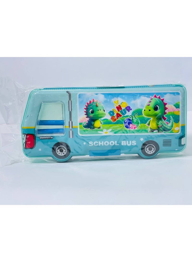 مقلمة المغنطيسي الاتوبيس  بالعجل  اولادي وبناتي  الخامة البلاستيك 2 باب ومعاه 2 قلم رصاص والبرايا في العجلة  بالألوان  المختلفة - Image 3