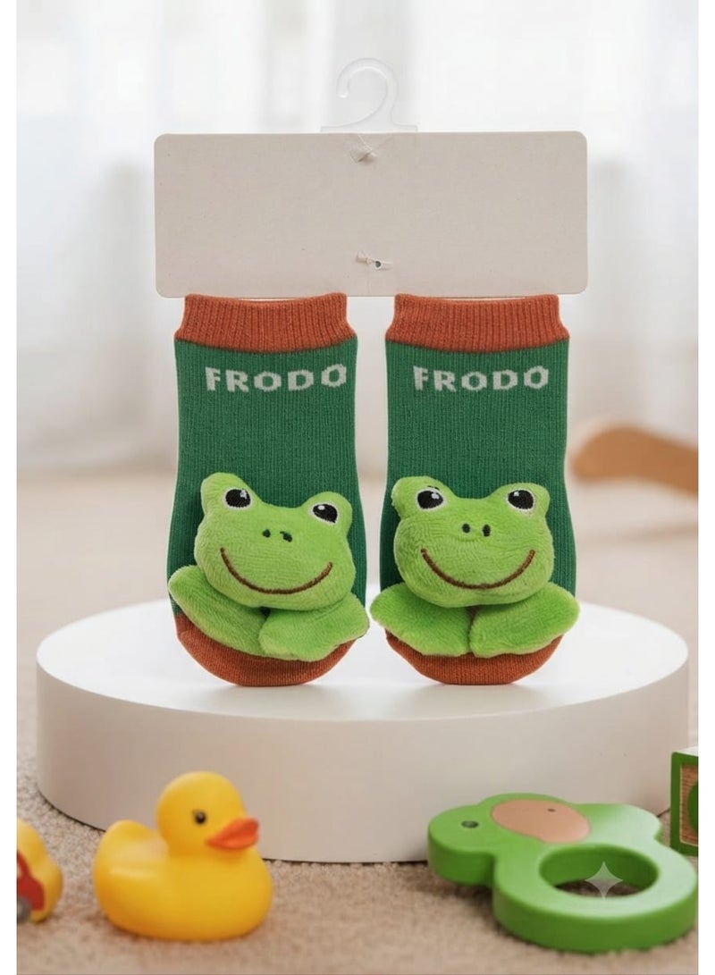 Newborn baby socks with a 3D design, cartoon shapes, sizes from 3 months to 1 year, distinctive colors, product code M680