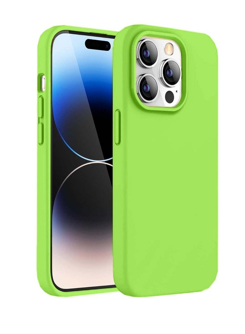 Techie غطاء خلفي ناعم من السيليكون مع بطانة داخلية من الألياف الدقيقة مغناطيسية مدمجة لهاتف Apple iPhone 14 Pro Max - أصفر وأخضر - Image 1