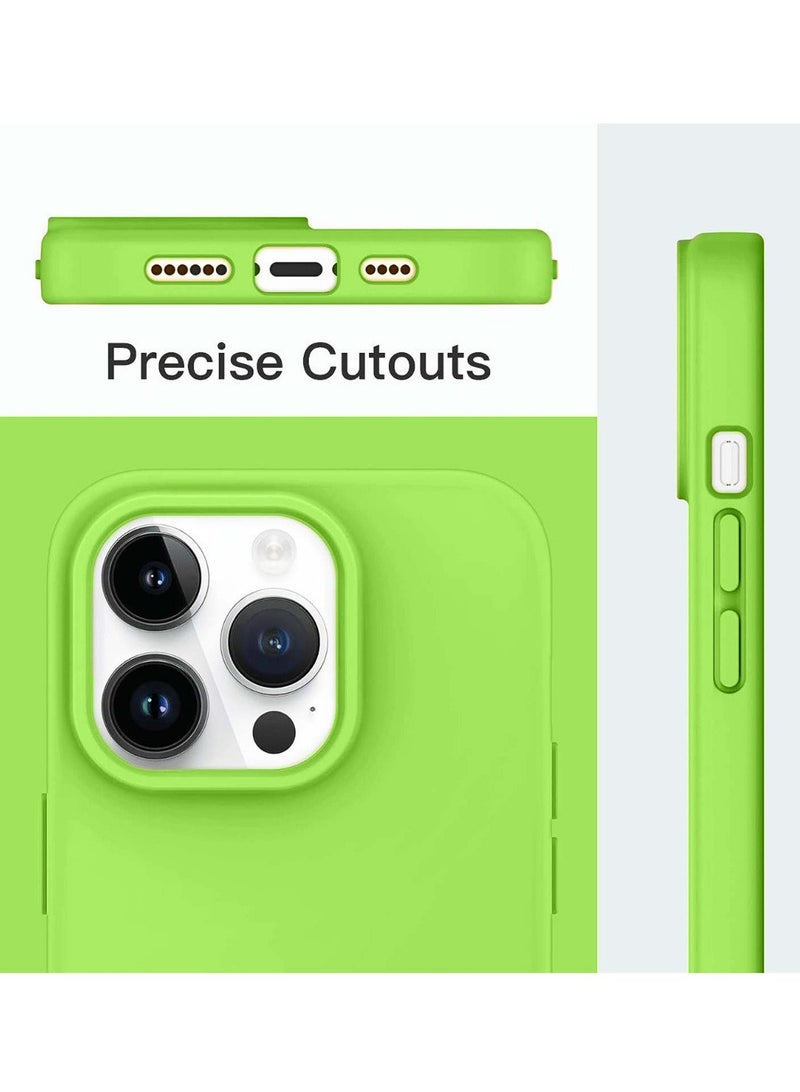 Techie غطاء خلفي ناعم من السيليكون مع بطانة داخلية من الألياف الدقيقة مغناطيسية مدمجة لهاتف Apple iPhone 14 Pro Max - أصفر وأخضر - Image 3