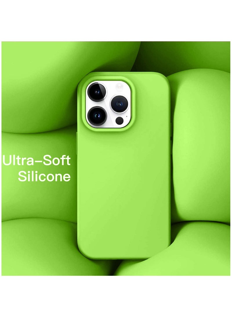 Techie غطاء خلفي ناعم من السيليكون مع بطانة داخلية من الألياف الدقيقة مغناطيسية مدمجة لهاتف Apple iPhone 14 Pro Max - أصفر وأخضر - Image 2