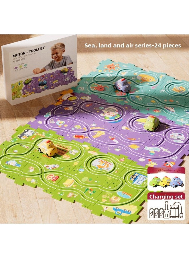 Children's Jigsaw Track Car DIY Assembled Electric Train Sliding Toy Boy 3 To 6 Years Old 2 