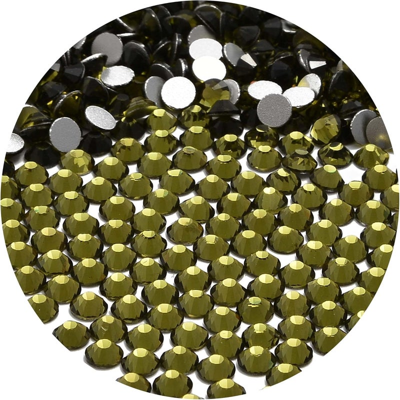 288pcs Flatback Round Glass Nail Art Rhinestones Crystal for DIY Making Accessories Shoes, Clothes, Face Art, Bags, Manicure (Olivine, SS30 288pcs)