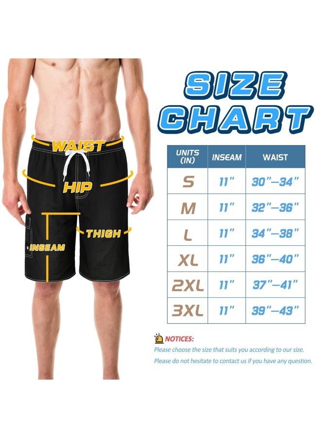 Srnede Mens Swimming Trunks Swim Trunks Quick Dry Swim Shorts with Mesh Lining Funny Swimwear Bathing Suits, Black, XL - Image 5