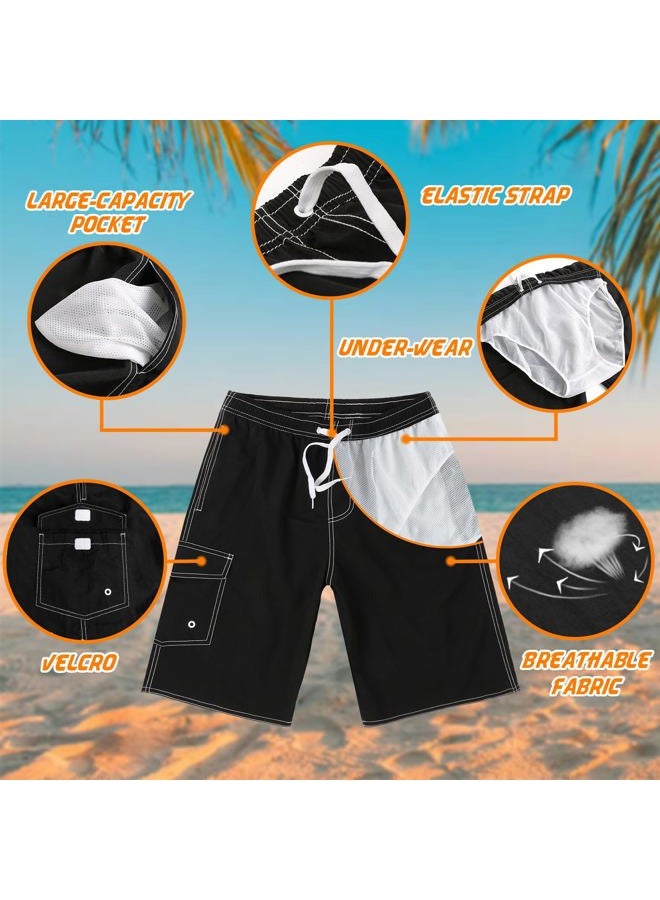 Srnede Mens Swimming Trunks Swim Trunks Quick Dry Swim Shorts with Mesh Lining Funny Swimwear Bathing Suits, Black, XL - Image 3