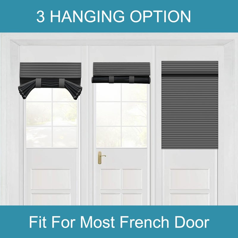 Muamar Door Window Curtains for Patio Door  Room Darkening Draft Block Short Window Shades Privacy Thermal Insulated Blinds for French Door Window  W25 x L20 inch  Dark Grey  1 Panel - Image 5