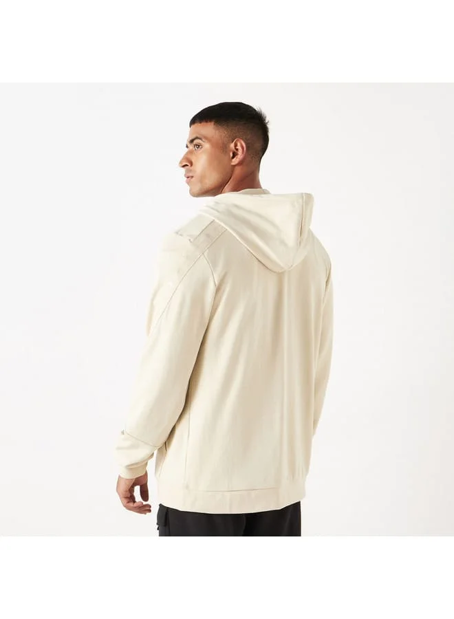 Kappa Kappa Solid Zip Through Hoodie with Long Sleeves and Kangaroo Pocket