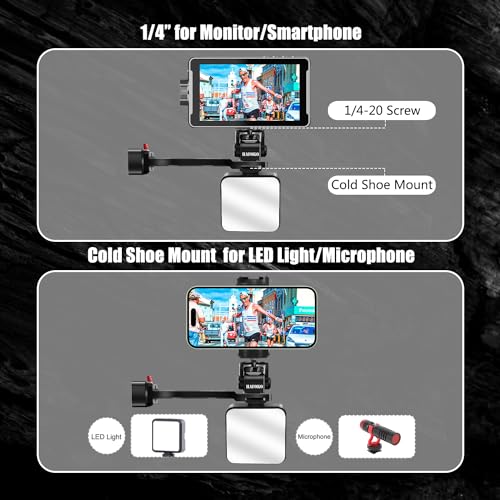 HAFOKO RS4 Gimbal Monitor Mount RS3 Phone Mount Extension Handle Metal with 1/4" Cold Shoe Phone Mount Compatible for DJI RS4/RS4 PRO/Ronin S3 /RS3 PRO/Ronin S3 Mini/RS2/RSC2 Gimbal Stabilize - Image 3