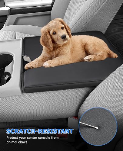 INTGET Center Console Armrest Cover for 2026 Ford F150 Accessories 2015-2023 2024 2025/for F250 F350 F450 F550 2017-2026 40/20/40 Jump Seat Car Arm Rest Lid Seat(black stitches, 2015-2026 Jump Seat) - Image 4