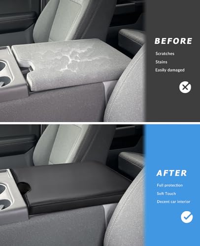 INTGET Center Console Armrest Cover for 2026 Ford F150 Accessories 2015-2023 2024 2025/for F250 F350 F450 F550 2017-2026 40/20/40 Jump Seat Car Arm Rest Lid Seat(black stitches, 2015-2026 Jump Seat) - Image 2