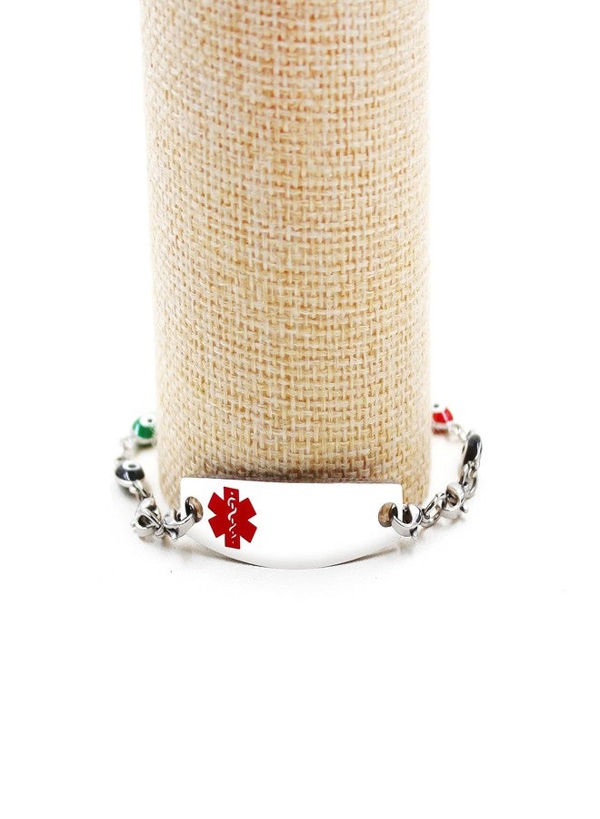 Uloveido Adjustable Stainless Steel Evil Eye Engraved Blood Thinner Medical Alert ID Bracelet for Mom Grandma Women Y3978 - Image 4