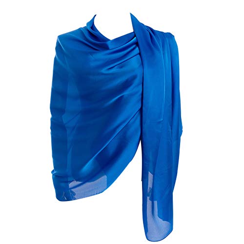 CYZLANN Women's Scarves 100% Silk Long Lightweight Scarfs for women（blue） - Image 1
