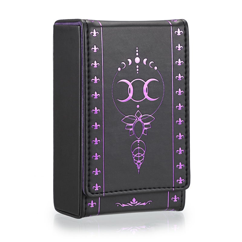 JUXYES PU Leather Tarot Card Protective Case Moon Pattern Design Tarot Deck Storage Pouch Tarot Card Holder Tarot Pouch Bag for Playing Cards and Standard Size Tarot Cards Tarot Deck - Image 3