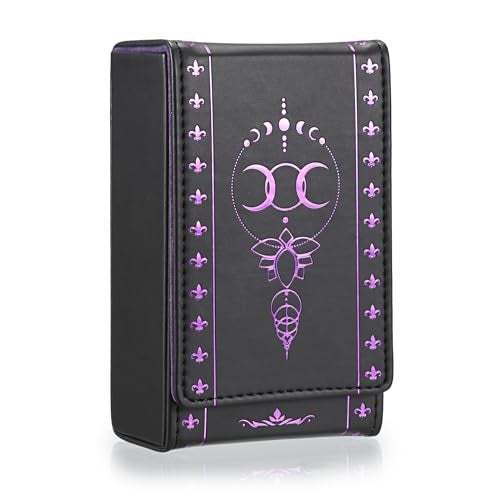 JUXYES PU Leather Tarot Card Protective Case Moon Pattern Design Tarot Deck Storage Pouch Tarot Card Holder Tarot Pouch Bag for Playing Cards and Standard Size Tarot Cards Tarot Deck - Image 1