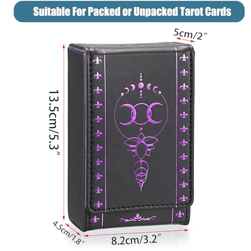 JUXYES PU Leather Tarot Card Protective Case Moon Pattern Design Tarot Deck Storage Pouch Tarot Card Holder Tarot Pouch Bag for Playing Cards and Standard Size Tarot Cards Tarot Deck - Image 5