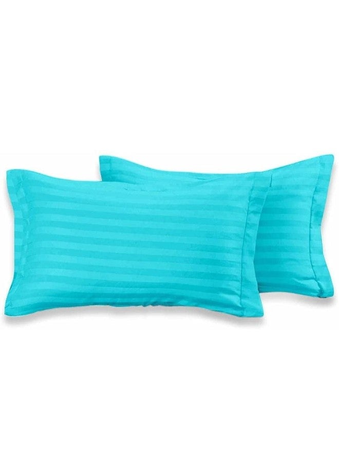 NeLeo Solid Stripes Pillow Covers, Set of 2 Pairs (4 Pieces) (Green-Aqua) - Image 3