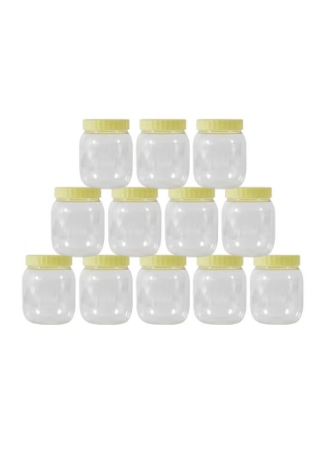 Sunpet 12-Piece Round Spice Jar Set White/Yellow 500ml