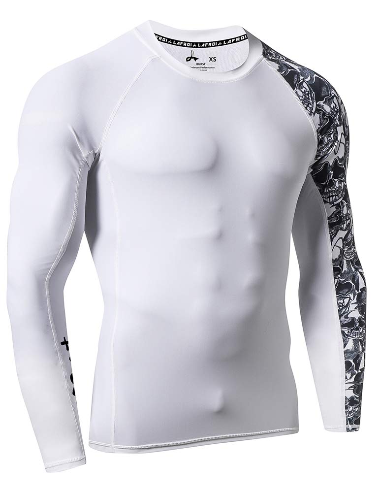 LAFROI Men's Long Sleeve UPF 50+ Baselayer Skins Performance Fit Compression Rash Guard-CLYYB Asym Skull Size XL - Image 3