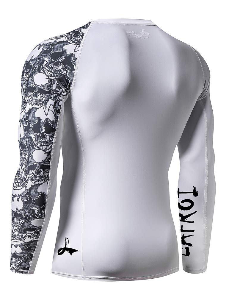 LAFROI Men's Long Sleeve UPF 50+ Baselayer Skins Performance Fit Compression Rash Guard-CLYYB Asym Skull Size XL - Image 4