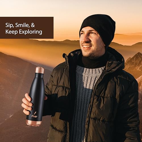Flair Spark Vacuum Insulated Steel Bottle Black Color - (1000 ML, Black), 24 Hours Hot and Cold, Aqua Water Bottle, Thermal Bottle, Leak Proof, Office, Gym, Home, Kitchen, Hiking, Treking, Travel - Image 5