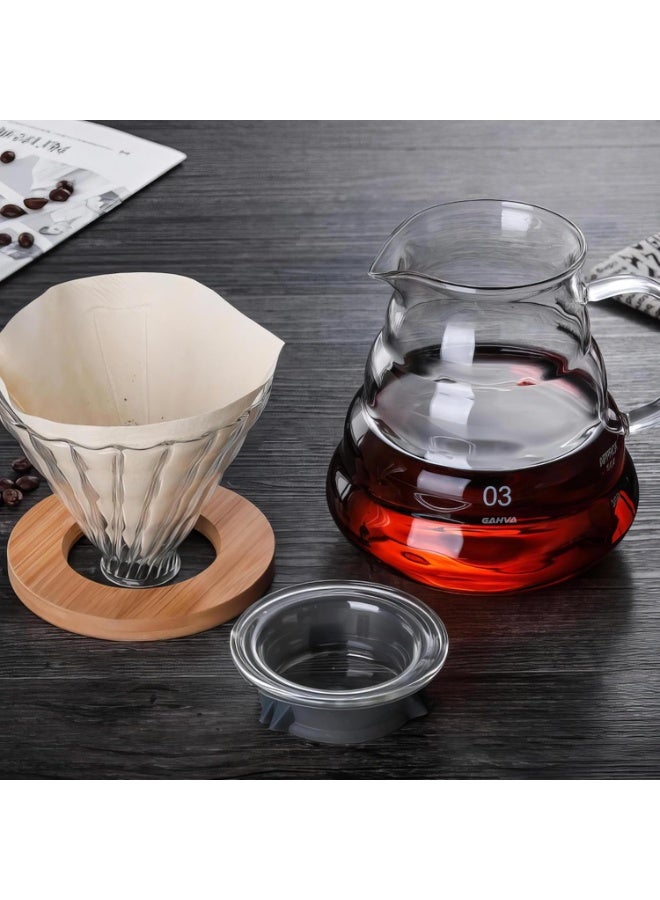 V60 Coffee Set, Heat-Resistant Transparent Glass Pour-Over Coffee Server and Manual Drip Brewer with Tea & Coffee Serving Pot –800ml - Image 5