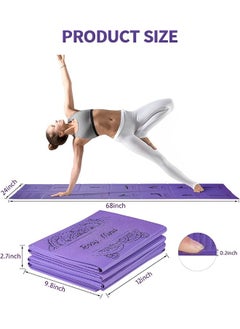 Foldable Yoga Mat with Illustrated Yoga Poses, Non Slip Exercise Mat for Home Gym, Travel Yoga Set With Stretch Strap for Yoga Pilates and Fitness - pzsku/ZD8D89AC21F9CBFCD5577Z/45/_/1668942195/385f93b7-0411-4506-85d7-1d8e7f262073