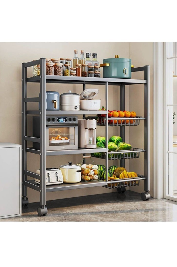 3 Nets And 4 Layers Of Storage Racks With Sunken Wire Baskets Large-capacity Shelf Units Independent Metal Racks Easy-to-assemble Storage Racks For Kitchen Storage, Black - Image 1