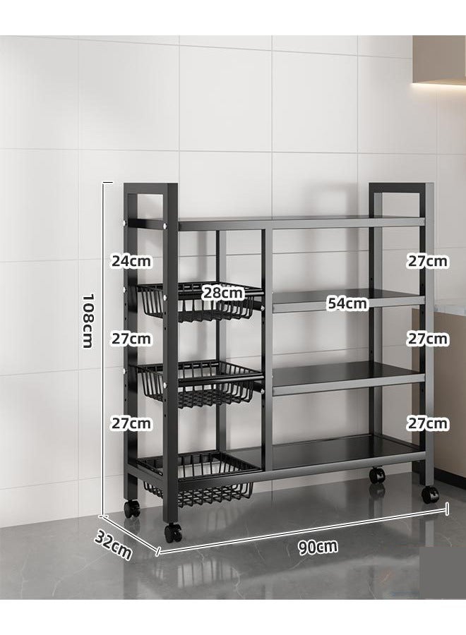 3 nets and 4 layers of storage racks, with sunken wire baskets, large-capacity shelf units, independent metal racks, easy-to-assemble storage racks for kitchen storage, black  - Image 2