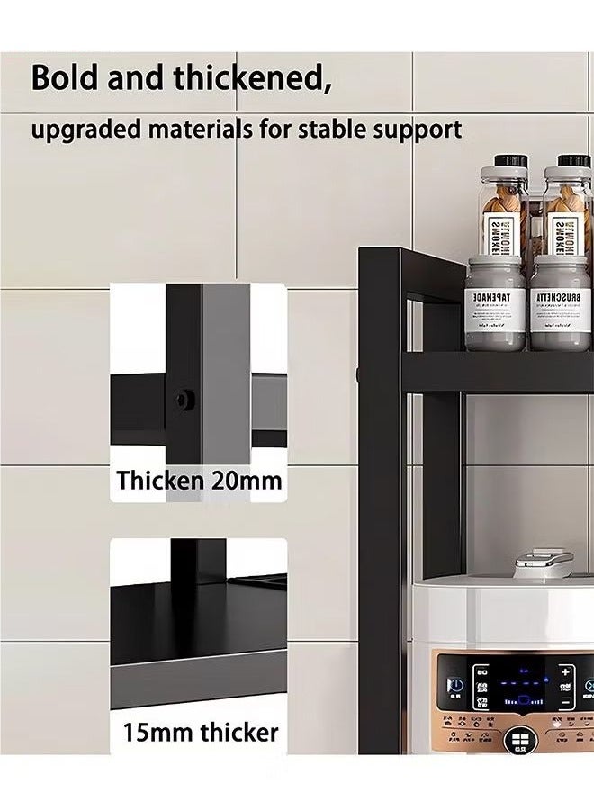 3 nets and 4 layers of storage racks, with sunken wire baskets, large-capacity shelf units, independent metal racks, easy-to-assemble storage racks for kitchen storage, black  - Image 5