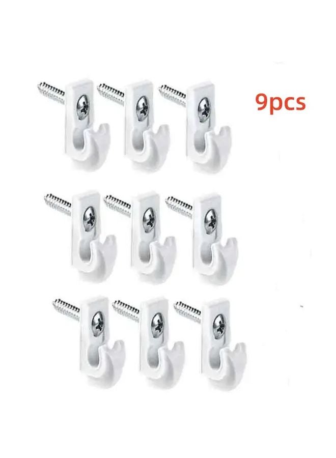 9pcs White Plastic Heavy Duty Board Clips Hooks Multi Purpose Wardrobe Shelf Dividers - Image 1