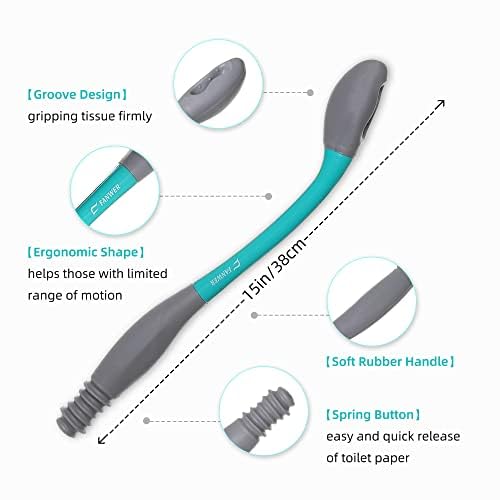 Fanwer Toilet Aids for Wiping – 15.7 Long Reach Comfort Butt Wiper Tools Self-Help Toilet Butt Wipe Tool, Elderly from Back Surgery - Image 3