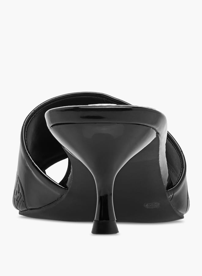 ELLE Women's Logo Embossed Slip-On Sandals with Kitten Heels - Image 5