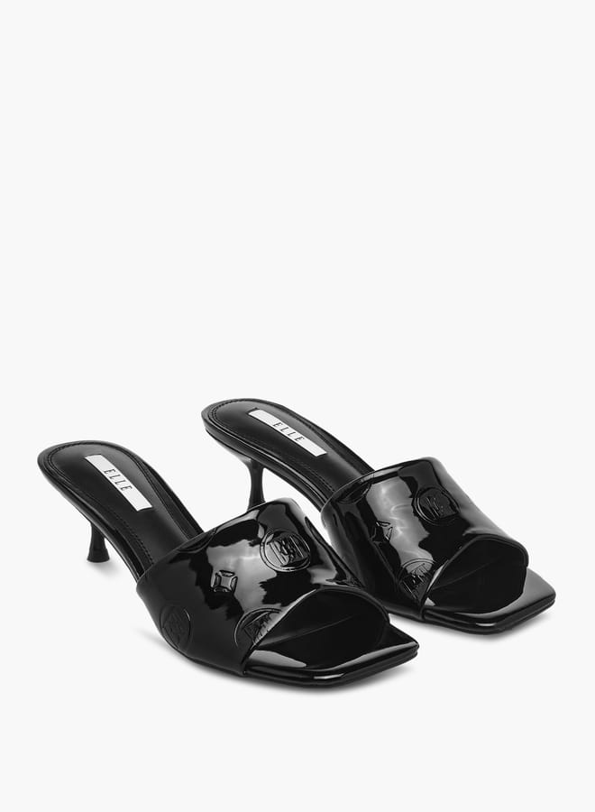 ELLE Women's Logo Embossed Slip-On Sandals with Kitten Heels - Image 3